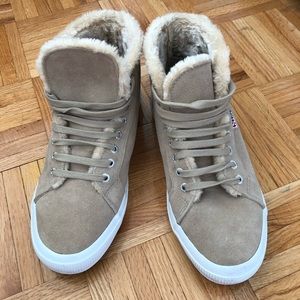 Superga hi-top fur lined suede sneakers